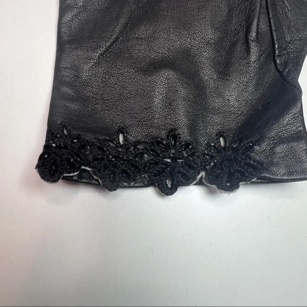 Black Gloves with Flower Detailing